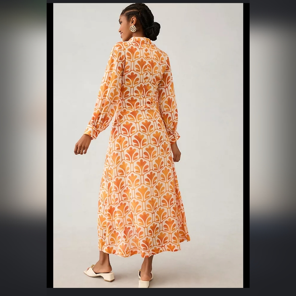 Anthropologie Maeve Printed Wrap Shirt Dress
